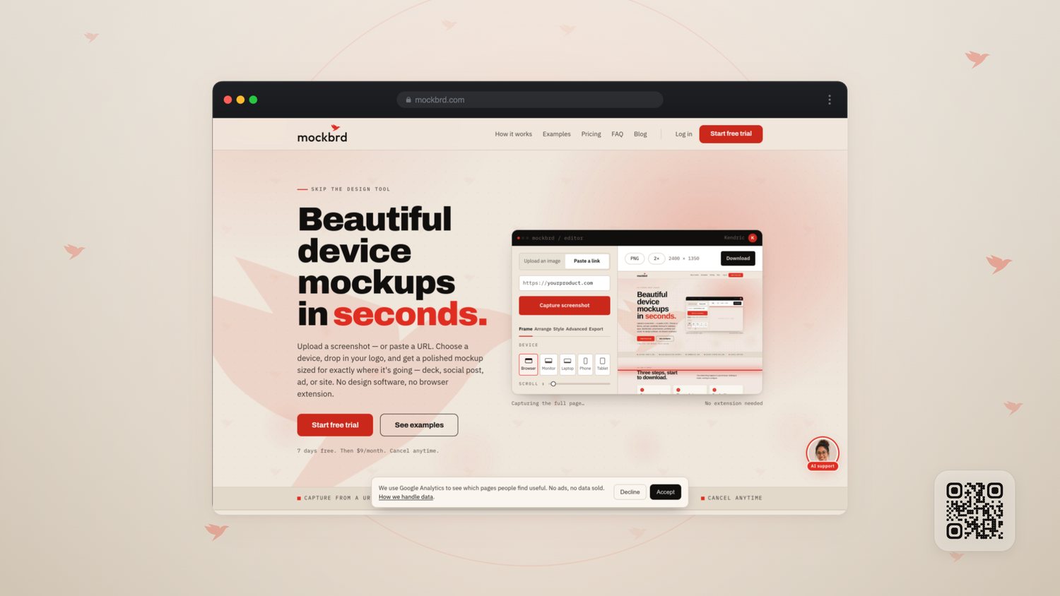 mockbrd — device mockup SaaS, homepage