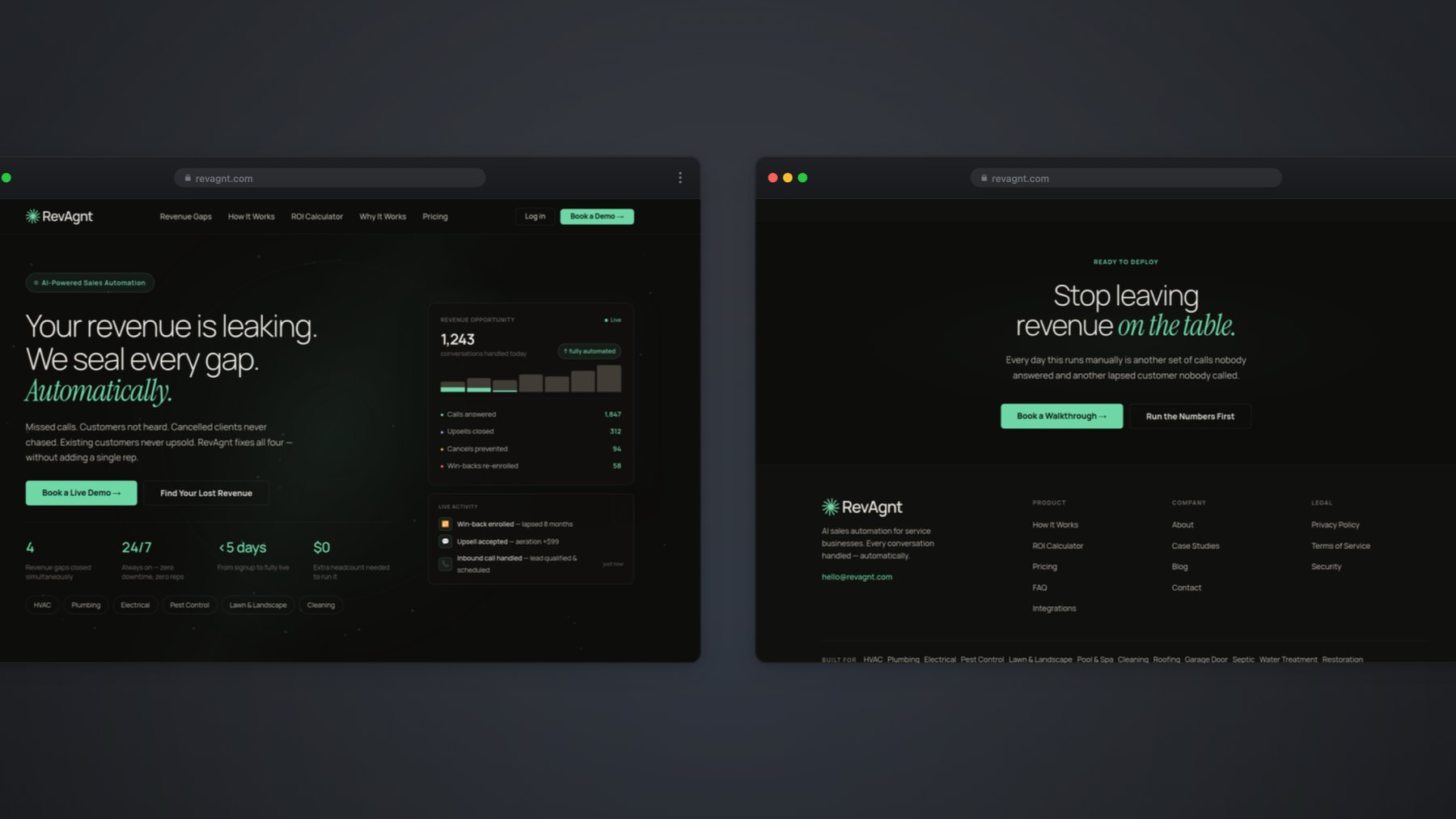 The landing page beside the closing call to action