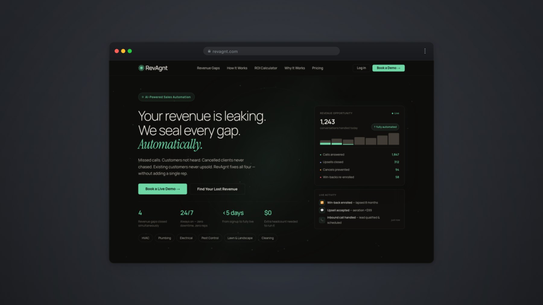 RevAgnt — the landing page